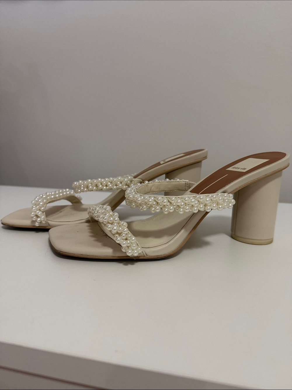 Dolce Vita Embellished Cream Heels